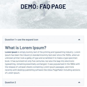 Add Ons - FAQ Accordion Page